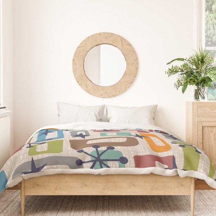 Colorful Retro Mid Century Modern Solar Squares 629 Duvet Cover Gallery Image 3