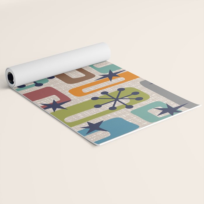 Colorful Retro Mid Century Modern Solar Squares 629 Yoga Mat Gallery Image 2