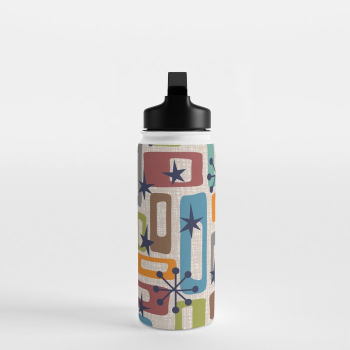 Colorful Retro Mid Century Modern Solar Squares 629 Water Bottle Gallery Image 3