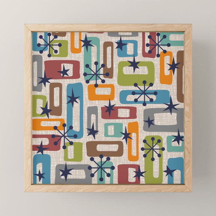 Colorful Retro Mid Century Modern Solar Squares 629 Mini Art Print Gallery Image 1