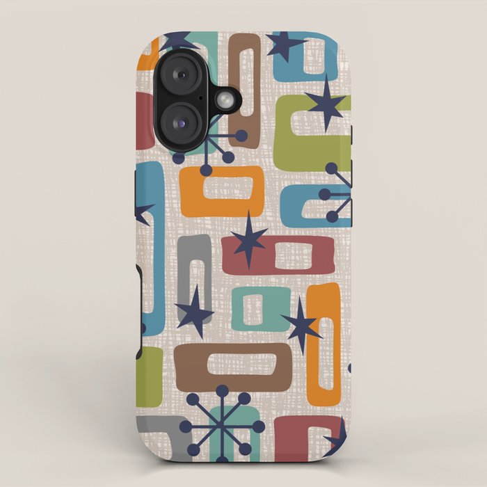 Colorful Retro Mid Century Modern Solar Squares 629 iPhone Case Gallery Image 1