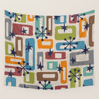 Colorful Retro Mid Century Modern Solar Squares 629 Wall Tapestry Gallery Image 4