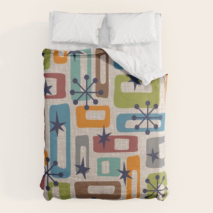 Colorful Retro Mid Century Modern Solar Squares 629 Duvet Cover Gallery Image 6