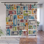 Colorful Retro Mid Century Modern Solar Squares 629 Wall Mural Gallery Image 1