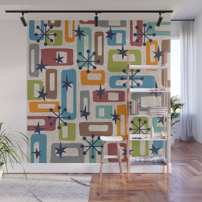 Colorful Retro Mid Century Modern Solar Squares 629 Wall Mural Gallery Image 1