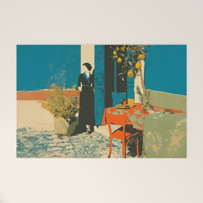 Cozy Morning on the Terrace Welcome Mat Gallery Image 1