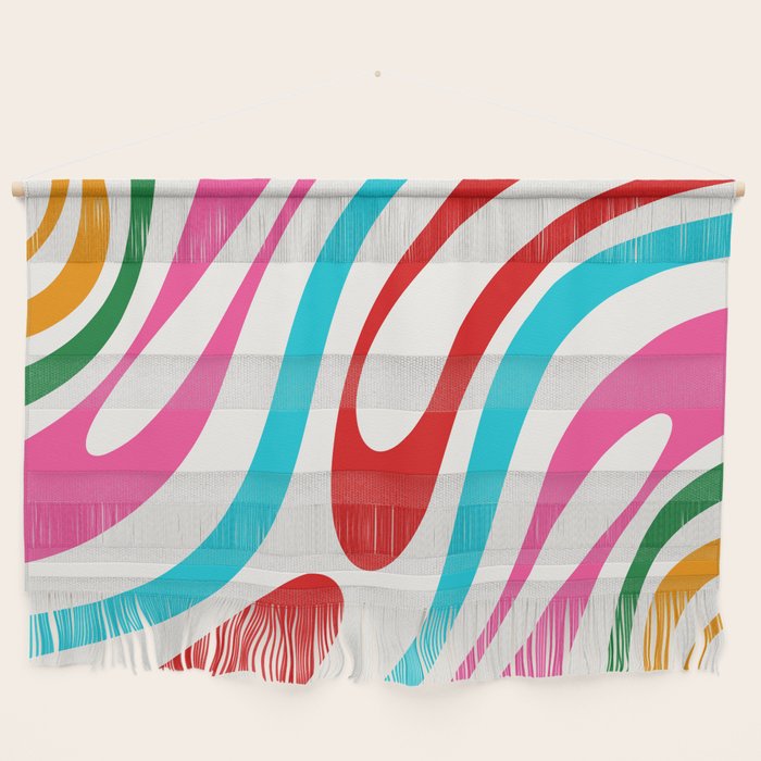 Abstract Wavy Loops Colorful Whimsical Retro Modern Pattern Wall Hanging Gallery Image 1