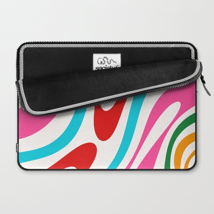 Abstract Wavy Loops Colorful Whimsical Retro Modern Pattern Laptop Sleeve Gallery Image 2
