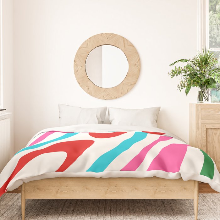 Abstract Wavy Loops Colorful Whimsical Retro Modern Pattern Duvet Cover Gallery Image 3