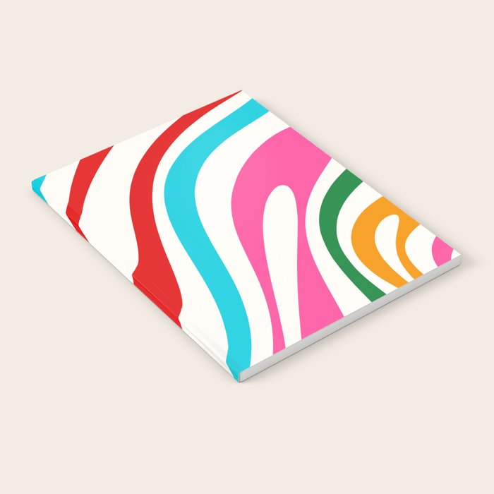 Abstract Wavy Loops Colorful Whimsical Retro Modern Pattern Notebook Gallery Image 2