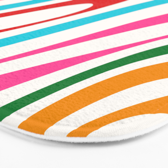 Abstract Wavy Loops Colorful Whimsical Retro Modern Pattern Bath Mat Gallery Image 3