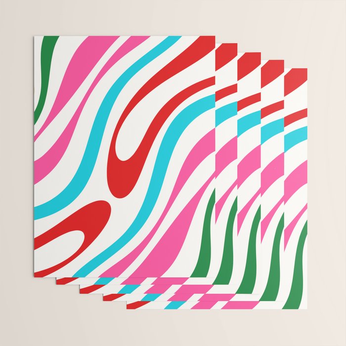 Abstract Wavy Loops Colorful Whimsical Retro Modern Pattern Wrapping Paper Gallery Image 3