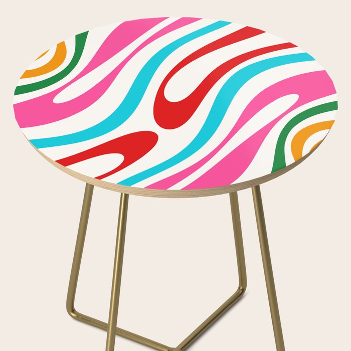 Abstract Wavy Loops Colorful Whimsical Retro Modern Pattern Side Table Gallery Image 2