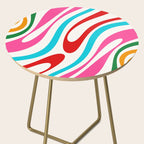 Abstract Wavy Loops Colorful Whimsical Retro Modern Pattern Side Table Gallery Image 2