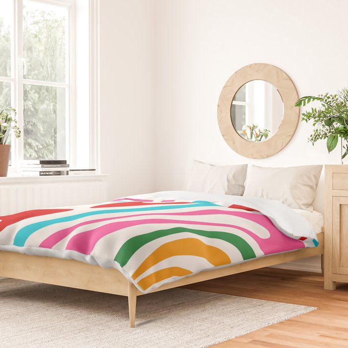Abstract Wavy Loops Colorful Whimsical Retro Modern Pattern Duvet Cover Gallery Image 2