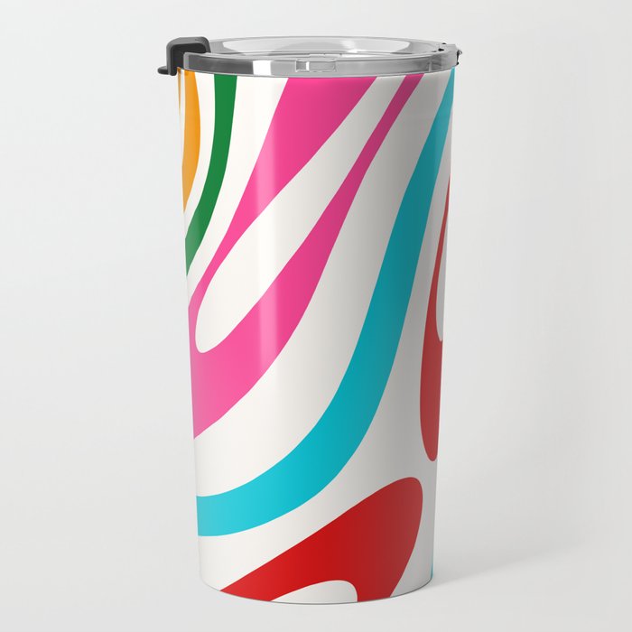 Abstract Wavy Loops Colorful Whimsical Retro Modern Pattern Travel Mug Gallery Image 3