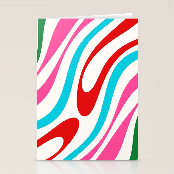 Abstract Wavy Loops Colorful Whimsical Retro Modern Pattern Stationery Card Gallery Image 1
