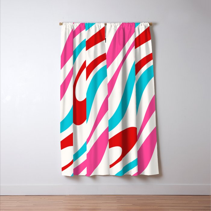 Abstract Wavy Loops Colorful Whimsical Retro Modern Pattern Window Curtain Gallery Image 3