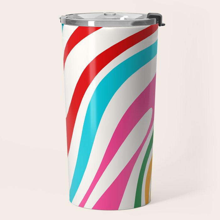 Abstract Wavy Loops Colorful Whimsical Retro Modern Pattern Travel Mug Gallery Image 2