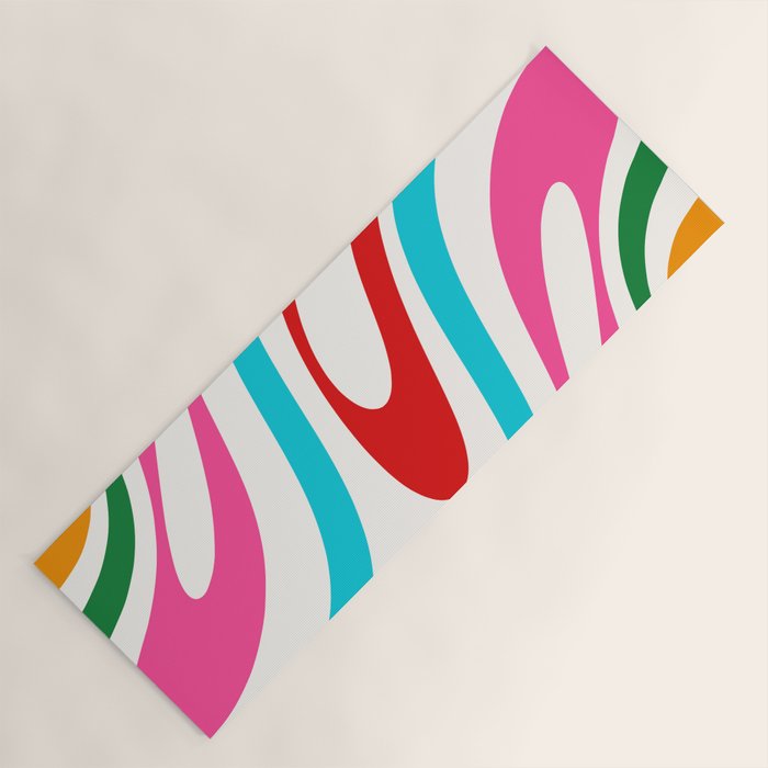 Abstract Wavy Loops Colorful Whimsical Retro Modern Pattern Yoga Mat Gallery Image 1