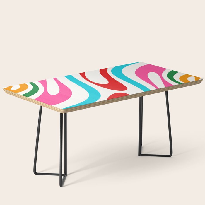 Abstract Wavy Loops Colorful Whimsical Retro Modern Pattern Coffee Table Gallery Image 1