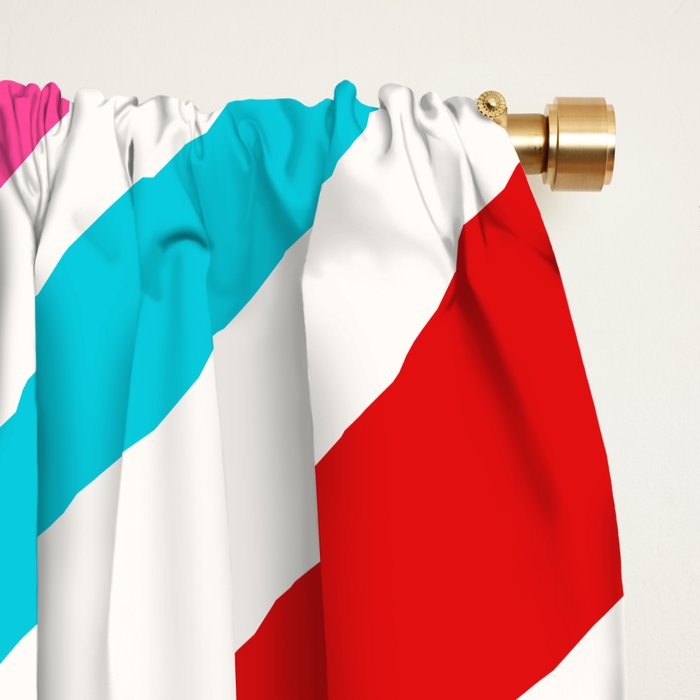 Abstract Wavy Loops Colorful Whimsical Retro Modern Pattern Window Curtain Gallery Image 2