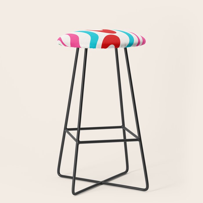 Abstract Wavy Loops Colorful Whimsical Retro Modern Pattern Stool Gallery Image 1