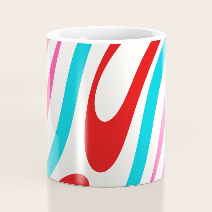Abstract Wavy Loops Colorful Whimsical Retro Modern Pattern Coffee Mug Gallery Image 4