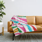 Abstract Wavy Loops Colorful Whimsical Retro Modern Pattern Throw Blanket Gallery Image 1