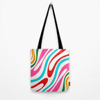 Abstract Wavy Loops Colorful Whimsical Retro Modern Pattern Tote Bag Gallery Image 2