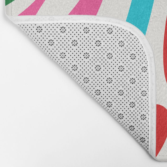 Abstract Wavy Loops Colorful Whimsical Retro Modern Pattern Bath Mat Gallery Image 2