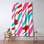 Abstract Wavy Loops Colorful Whimsical Retro Modern Pattern Window Curtain Gallery Image 5