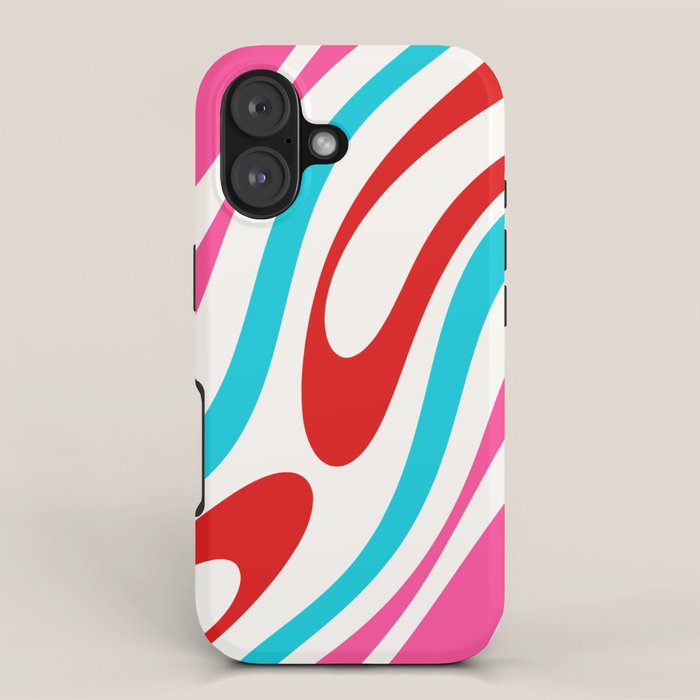 Abstract Wavy Loops Colorful Whimsical Retro Modern Pattern iPhone Case Gallery Image 1
