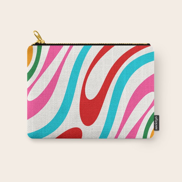 Abstract Wavy Loops Colorful Whimsical Retro Modern Pattern Carry All Pouch Gallery Image 1