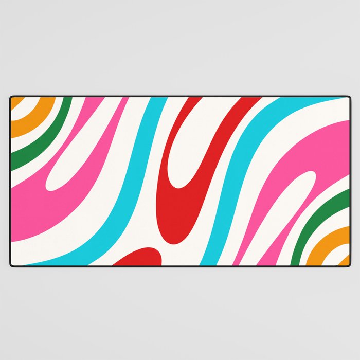 Abstract Wavy Loops Colorful Whimsical Retro Modern Pattern Desk Mat Gallery Image 3