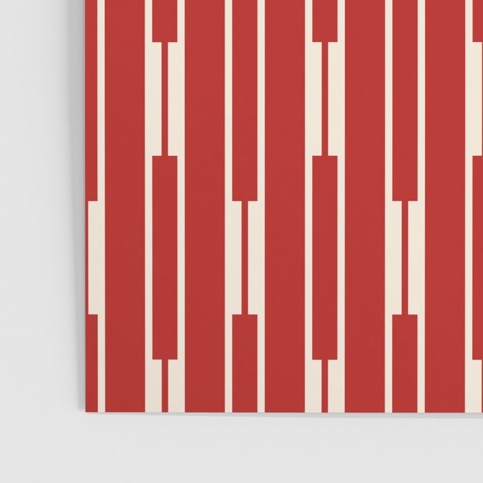 Geometric Striped Geo Chain Vertical Pattern in Red and Cream Poster Gallery Image 3