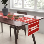 Geometric Striped Geo Chain Vertical Pattern in Red and Cream Table Runner Gallery Image 2