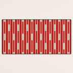 Geometric Striped Geo Chain Vertical Pattern in Red and Cream Desk Mat Gallery Image 3