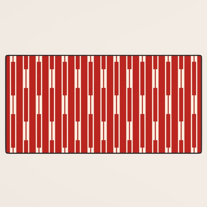 Geometric Striped Geo Chain Vertical Pattern in Red and Cream Desk Mat Gallery Image 3