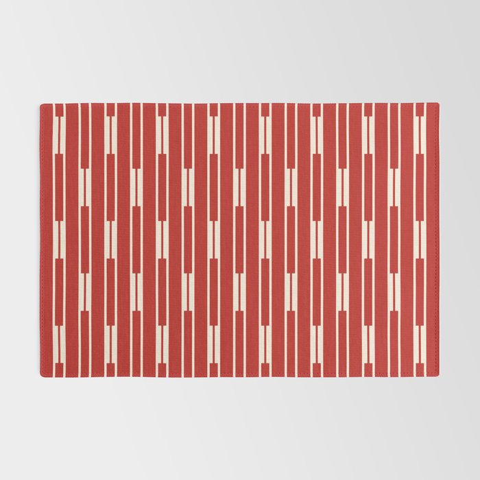 Geometric Striped Geo Chain Vertical Pattern in Red and Cream Rug Gallery Image 2