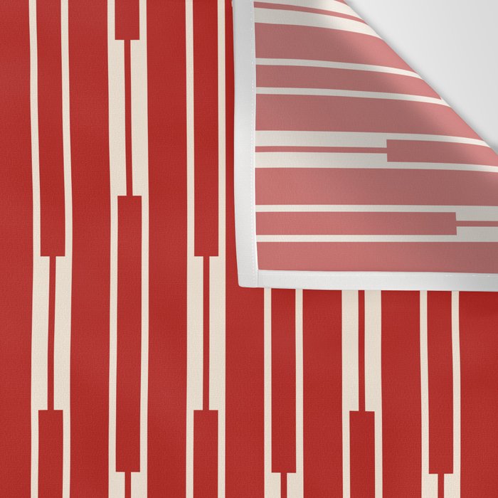 Geometric Striped Geo Chain Vertical Pattern in Red and Cream Wall Tapestry Gallery Image 3