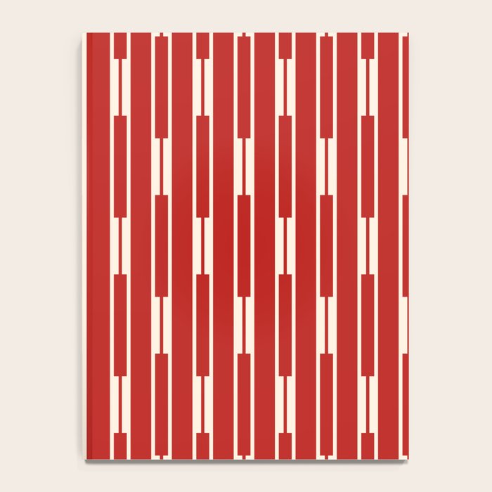 Geometric Striped Geo Chain Vertical Pattern in Red and Cream Notebook Gallery Image 4