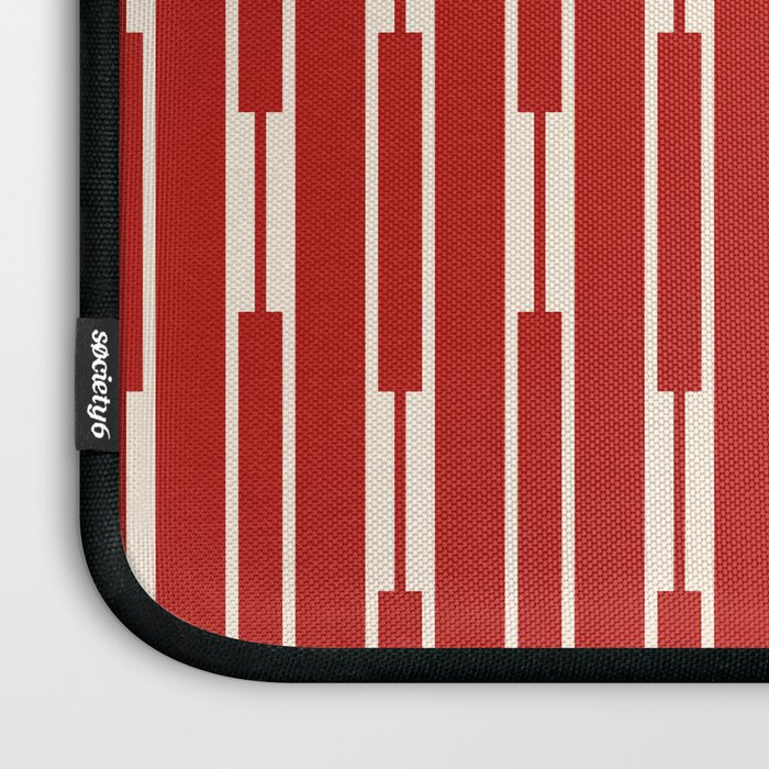 Geometric Striped Geo Chain Vertical Pattern in Red and Cream Laptop Sleeve Gallery Image 3