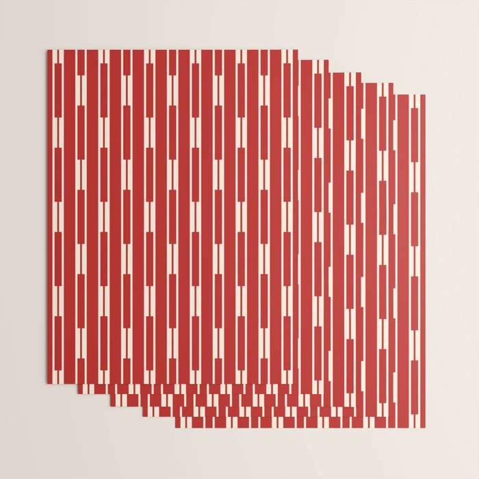 Geometric Striped Geo Chain Vertical Pattern in Red and Cream Wrapping Paper Gallery Image 3
