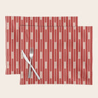 Geometric Striped Geo Chain Vertical Pattern in Red and Cream Placemat Gallery Image 1