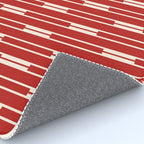 Geometric Striped Geo Chain Vertical Pattern in Red and Cream Rug Gallery Image 4
