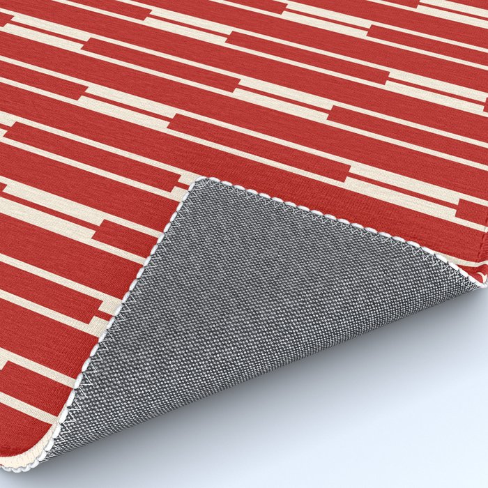 Geometric Striped Geo Chain Vertical Pattern in Red and Cream Rug Gallery Image 4