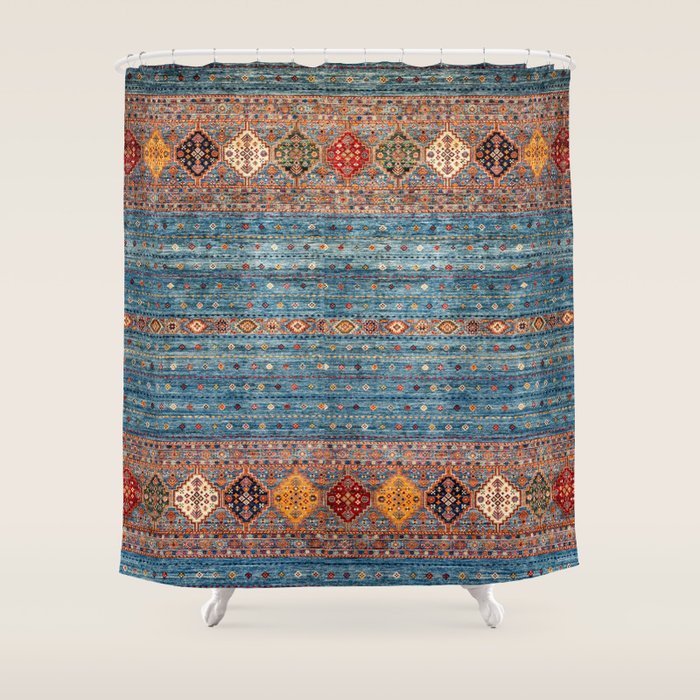 Traditional Vintage Moroccan Carpet Shower Curtain Gallery Image 1