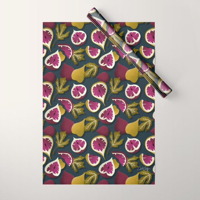 Fig Collection â Teal Wrapping Paper Gallery Image 1