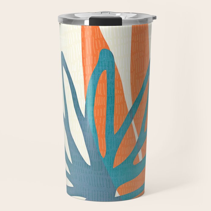 Mid Century Nature Print / Teal and Orange Travel Mug Gallery Image 1